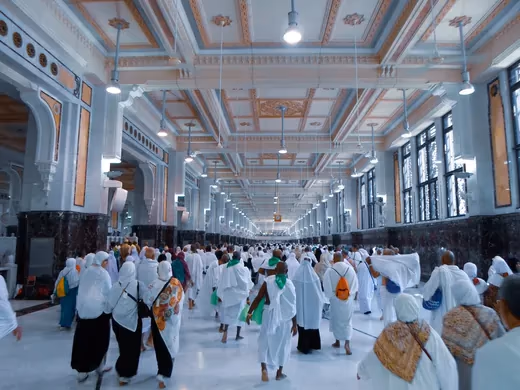 Pilgrims inside Masjid al-Haram